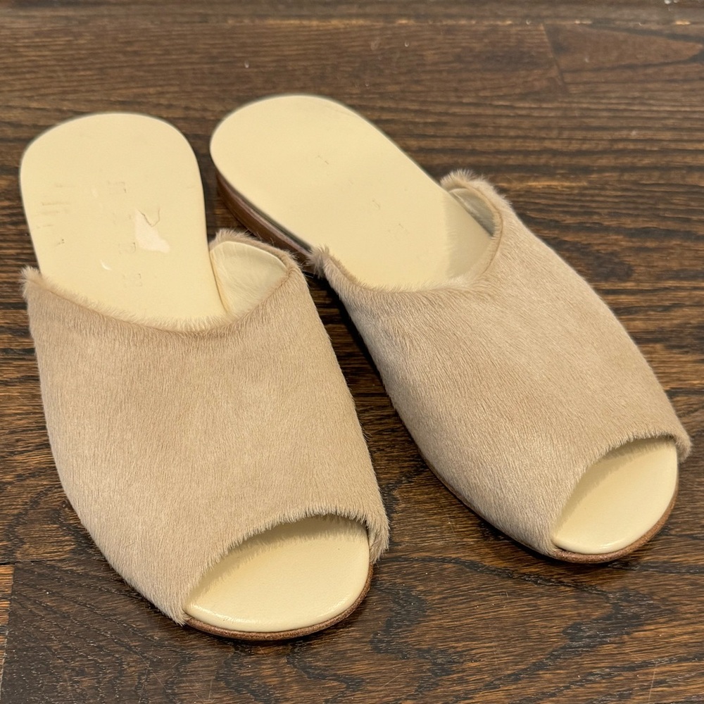 Marni Beige Faux Fur Slides sandal size 37
